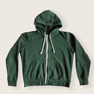 Green Drawstring Zip-Up Hoodie